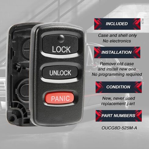 Key Fob Keyless Entry Remote Shell Case & Pad fits Mitsubishi 2002-2006 Eclipse / 2004-2006 Endeavor / 1998-2006 Montero / 1999-2004 Montero Sport / 2003-2006 Outlander, Set of 2 in Saudi Arabia