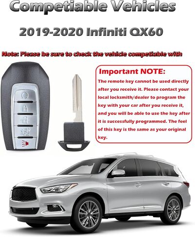 Keyless Entry Remote Key Fob, Alliskeys KR5TXN1 Replacement Proximity Smart Key Compatible with Infiniti QX50 2020-2022, S180144707, 285E3-5NY7A, 5 Buttons SUV in Kuwait