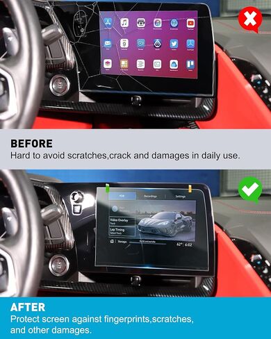 واقي شاشة 12 مناسب لـ 2020-2025 Corvette C8 GPS واقي شاشة رقائق وشاشة ملاحة لوحة القيادة ووحدة التحكم in Kuwait