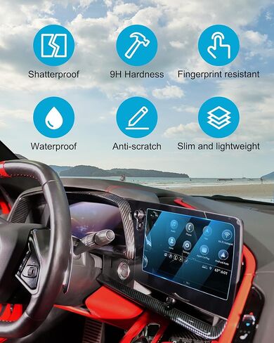 واقي شاشة 12 مناسب لـ 2020-2025 Corvette C8 GPS واقي شاشة رقائق وشاشة ملاحة لوحة القيادة ووحدة التحكم in Kuwait