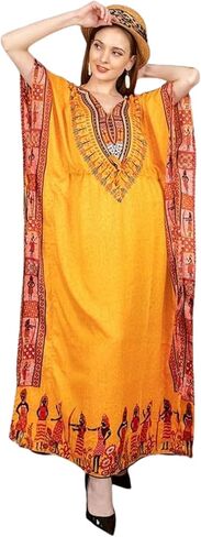 فستان قفطان نسائي مطبوع أفريقي تونك طويل ماكسي مقاس كبير فستان قفطان مطبوع من البوليستر لحفلات الشاطئ فستان نوم كيمونو غير رسمي in Kuwait