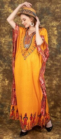 فستان قفطان نسائي مطبوع أفريقي تونك طويل ماكسي مقاس كبير فستان قفطان مطبوع من البوليستر لحفلات الشاطئ فستان نوم كيمونو غير رسمي in Kuwait