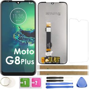 G8 Plus LCD Screen Replacement Touch Display Digitizer Assembly 6.3" (Black) for Motorola Moto G8 Plus G8+ XT2019 XT2019-2 with Repair tools and screen protector
