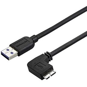 StarTech.com 2m 6 ft Slim Micro USB 3.0 Cable M/M - Right-Angle Micro-USB - USB 3.0 A to Micro B - Angled Micro USB - USB 3.1 Gen 1 5Gbps (USB3AU2MRS), Black