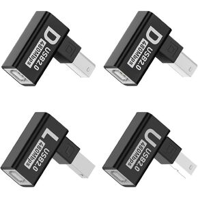 cablecc 4pcs/lot 480Mbps Type-B Male USB 2.0 to Female Extension Adapter 90 Degree Horizontal Vertical Angled for Printer Scanner