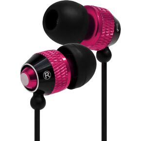 Bastex Universal Earphone/Ear Buds 3.5mm Stereo Headphones in-Ear Tangle Free Cable with Built-in Microphone Earbuds for iPhone iPod iPad Samsung Android Mp3 Mp4 and more-Hot Pink/Black