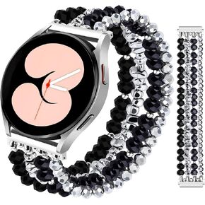 JR.DM Beaded Bracelet Compatible with Samsung Galaxy Watch 6/5/4/Active 2 40mm 44mm/Watch 6 Classic 43mm 47mm/Watch 5 Pro 45mm/Watch 4 Classic 42mm 46mm, Boho Elastic Handmade 20mm Strap for Women