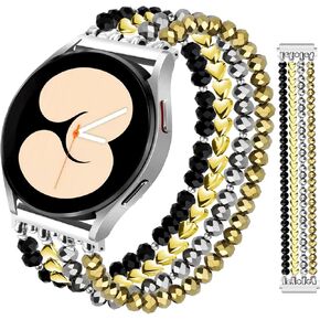 سوار JR.DM مطرز متوافق مع ساعة Samsung Galaxy Watch 7/6/5/4/Active 2 40mm 44mm/Watch 6 Classic 43mm 47mm/Watch 5 Pro 45mm/Watch 4 Classic 42mm 46mm، حزام مرن مصنوع يدويًا 20 مم للنساء in Kuwait