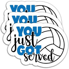 (3Pcs) You Just Got Served Sticker Proud Volleyball Decals for Books Laptops Phones Tumblers Water Bottles Waterproof Vinyl Decal, Volleyball Gifts for Teen Girls, Boys, Teams, Size 3 x 2.2 Inch
