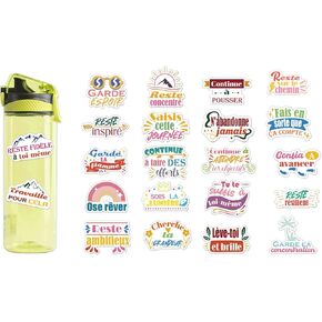 1step2dream French Inspirational Stickers | Motivational Quotes for Teens, Student, Kids, and Teachers | Positive Supply for Planners, Water Bottles (202Pcs)