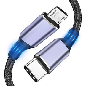 USB C to Micro USB Cable 6FT，Micro USB to USB Type C Adapter Cable OTG[Aluminum Shell, Braided], 480Mbps Charing Data Transfer Compatible for , Galaxy S7 S6, LG, HTC,PS4, Kindle, and Micro USB Device
