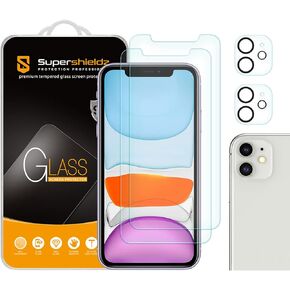 Supershieldz (2 Pack) Designed for iPhone 11 (6.1 inch) + Camera Lens Tempered Glass Screen Protector, Anti Scratch, Bubble Free