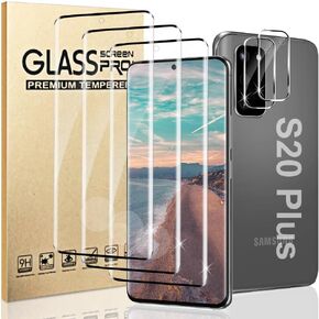 3+2 Pack Galaxy S20 Plus Screen Protector+Camera lens film 9H Hardness Tempered Glass Screen Protector Bubble-Free, Easy Installation,Compatible Fingerprint Unlock,for Samsung Galaxy S20 Plus 6.7 Inch in Kuwait