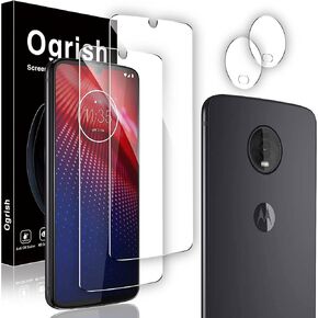 [2+2 Pack Tempered Glass Screen Protector for Motorola Moto Z4 with Camera Lens Protector - Anti-Fingerprint, Anti-Scratch, HD Clarity
