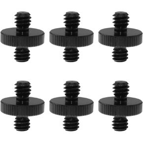 6PCS Black 1/4'' Male to 1/4'' Male Threaded Tripod Screw Adapter Double Head Stud Standard Mounting Thread Converter for Light Stand Shoulder Rig Tripod Camera Cage Mount