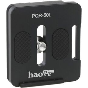 Haoge PQR-50L 50mm Universal Camera Quick Release Plate with Retractable Lip Flange for Arca Swiss Standard Tripod Ball Head Ballhead Clamp