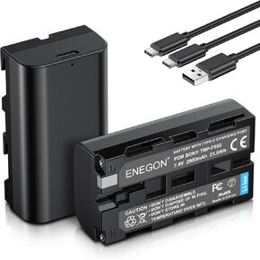 ENEGON NP-F750 NP-F770 NP-F730 USB C Direct Charging Replacement Batteries 5600mAh (2-Pack) with 2 in 1 USB-C Charging Cable for Sony DCR-TRV9/TRV900/VX200, CCD-TRV815/TR3/TRV82/TR3000/TRV85/TR3300