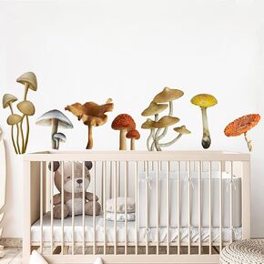 Mushroom Wall Sticker Decor,Peel and Stick Wallpaper Mushroom Wall Decal,DIY Cute Removable Vinyl Fairy Wall Decals for Kids Room Nursery Girls Bedroom Living Playroom Classroom Decoration