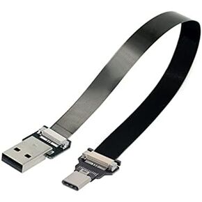 cablecc USB 2.0 Type-A Male to USB-C Type-C Male Data Flat Slim FPC Cable for FPV & Disk & Phone 20cm