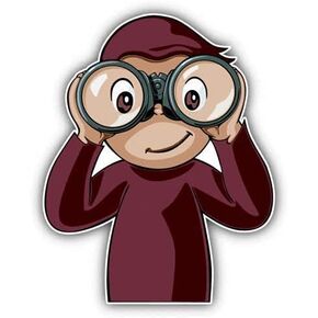 Curious George Monkey Binoculars Cartoon Sticker