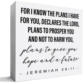 Nursery Religious Desk Decor Wooden Sign, Nursery Christian Bible Verse Decoration for Toddler Baby Room Kid's Bedroom Scripture Decor, Nursery Gift for Newborn Baby Boy Girl Kids, Jeremiah 29:11