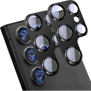 عبوتان من واقي عدسة الكاميرا لهاتف Galaxy S24 Ultra، [حماية من السقوط] غطاء كاميرا من الزجاج المقوى AR حافظة حلقة معدنية مقاومة للخدش وسهلة التركيب (اللون - أرجواني)