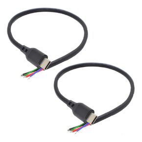 2PCS Type-C USB C Male Pigtail 6 Wires PD Power Cable 1 FT/30CM 5A Fast Charge 6 Wires CC1 CC2 Pigtail Wire for DIY Cable