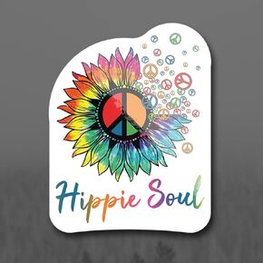 Hippie Soul Tie Dye Sunflower Peace Sign Vinyl Decal Sticker | Vehicles Windows Walls Laptops Cups MacBooks | 5.5 Inch Peel & Stick Full Color Printed Sticker | KCD3083