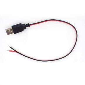 1M/3.3FT Single 20AWG USB Pigtail 2 Wire,USB 2.0 Male Plug to 2Pin Bare Wire Open End 12V 5A Extension Power Cord for ﻿USB Repair & DIY(Red & Black Wire Body)