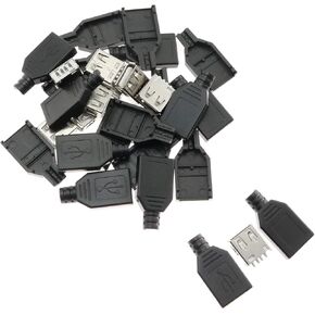 Maxmoral 10pcs USB 2.0 Connector Type A Female Port Socket with Black Plastic Cover DIY Connector