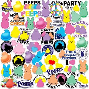Peeps 50ct Vinyl Large Deluxe Stickers Variety Pack - Laptop, Water Bottle, Scrapbooking, Tablet, Skateboard, Indoor/Outdoor