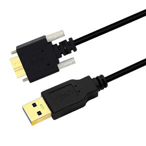 GINTOOYUN USB 3.0 to Micro B Cable USB 3.0 A Male to Micro B Male Cable with Locking Screws Hard Drive Cable 3M(Line)
