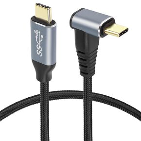 GELRHONR 0.5M Right Angle USB C to USB C Cable,90 Degree 10Gbps 4K@60Hz PD 100W USB3.1 Gen2 Male to Male Charging Cord,UP Down Type-C Cable for Tablet, Phone and More Type-C Devices