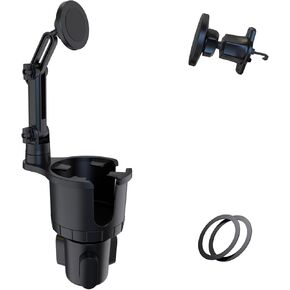 Magnetic Car Cup Holder Phone Mount for MagSafe, Cuxwill 2 Pack Cell Phone Mount with Cupholder Expander for Cup Holder & Air Vent, for iPhone 15 & All Smartphone and 10-40oz Drink Bottles