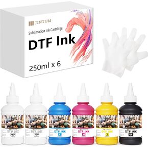 حبر DTF ممتاز 1500 مل - 250 مل 6 عبوات، إعادة تعبئة حبر طابعة DTF لطابعة نقل Epson DTF لطابعة Epson ET-8500، XP-15000، L1800، لطباعة فيلم نقل الحرارة DTF (2W+1B+1C+1M+1Y) in Kuwait