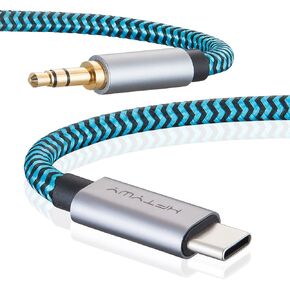 6ft USB C to 3.5mm Audio Aux Jack Cable 6ft Type C Adapter to 3.5mm Headphone Stereo Cord ，USB C to Aux Cord， USB Type C to Aux Male Adapter Dongle Cable Cord Car Headphone Jack