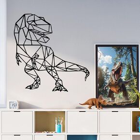 T-Rex Geometric Wall Decals, Modern Minimalist Design, Dinosaur Wall Decor, Animal Stickers, Classroom Bathroom Playroom Living Room Nursery Decorations, Gifts for Baby Boys Kids