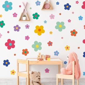 Amaonm 12 Sheets Large Daisy Wall Decals DIY Boho Sunflower Wall Stickers Peel and Stick Colorful ins Daisy Floral Wall Decor for Nursery Little Girls Teens Bedroom Living Room (12 Sheets of 34pcs)