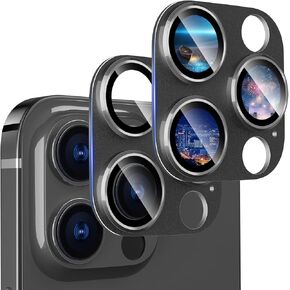 CloudValley 2 Pack for iPhone 15 Pro/iPhone 15 Pro Max Camera Lens Protector, HD Tempered Metal Matte Glass Anti-Scratch, Case Friendly Full Screen Cover Film Accessories, Black