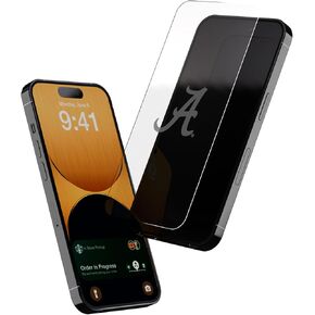 Alabama Crimson Tide Screen Protector for iPhone 15/15 Pro - Officially Licensed Custom Design - Disappearing Logo, Case Friendly, Scratch Resistant Tempered Glass Screen Protector