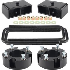 3" Front + 2" Rear Leveling Lift Kit for 2004-2023 Titan, 3" Front Strut Spacers and 2" Black Leveling Lift Block Kit Extended Square U-Bolts Compatible with 2004-2020 Titan 2WD/4WD 2X2/4X4