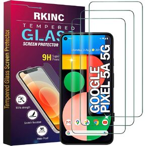 RKINC Screen Protector [3-Pack] for Google Pixel 5a 5G, Tempered Glass Film Screen Protector, 0.33mm [LifetimeWarranty][Bubble-Free][Anti-Scratch][Anti-Shatter]