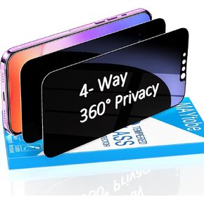 MAYtobe [2-Pack 360 Degree Privacy Screen Protector for iPhone 14/ iPhone 13 Pro/iPhone 13 Horizontal and Vertical Private Tempered Glass, 4 Way Anti Spy, No Bubbles, Anti Scratch