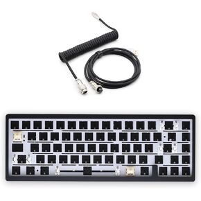Glacier Weikav Lucky65 V2, 65% Compact Layout Wireless/Wired, Detachable USB-C, Hot Swappable, DIY Keyboard Kit with CNC Aluminum Case and RGB Lighting (Green, Premium Cable)