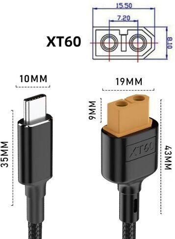chenyang UCB C to XT60 PD 100W 20V 5A SC100 Fast Charger Cable 1.0M in Saudi Arabia