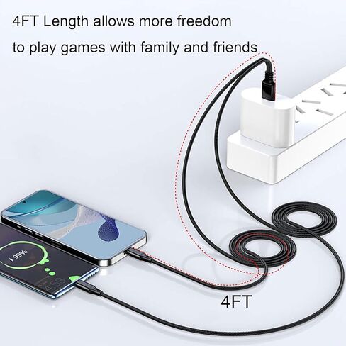 كابل شحن USB متعدد الفاصل IP بطول 4 أقدام، سلك نايلون لكابل شحن i-Phone متعدد 2 في 1، USB A إلى منفذ i-Phone مزدوج لهاتف Apple Phone 14/13/12/11 Pro Max/XS Max/XR/X/8، آيباد برو، أسود (للشحن فقط) in Kuwait