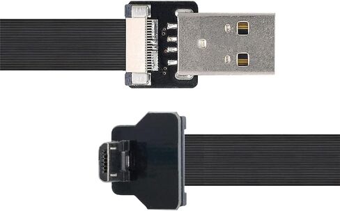 Xiwai 2.0M Up Angled USB 2.0 Type-A Male to Micro USB 5Pin Male Data Flat Slim FPC Cable for FPV & Disk & Phone in Saudi Arabia