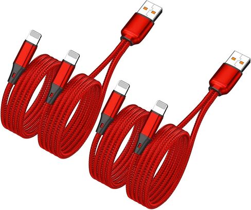 كابل شحن USB متعدد الفاصل IP بطول 4 أقدام، سلك نايلون لكابل شحن i-Phone متعدد 2 في 1، USB A إلى منفذ i-Phone مزدوج لهاتف Apple Phone 14/13/12/11 Pro Max/XS Max/XR/X/8، آيباد برو، أسود (للشحن فقط) in Saudi Arabia