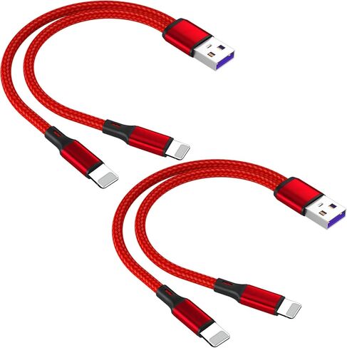 كابل شحن USB متعدد الفاصل IP بطول 4 أقدام، سلك نايلون لكابل شحن i-Phone متعدد 2 في 1، USB A إلى منفذ i-Phone مزدوج لهاتف Apple Phone 14/13/12/11 Pro Max/XS Max/XR/X/8، آيباد برو، أسود (للشحن فقط) in Saudi Arabia