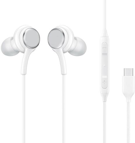 سماعات أذن USB C داخل الأذن من النوع C سماعات أذن سلكية مع ميكروفون صوت ستيريو هاي فاي وإلغاء الضوضاء متوافقة مع معظم واجهة سماعات الهواتف الذكية، أبيض in Saudi Arabia